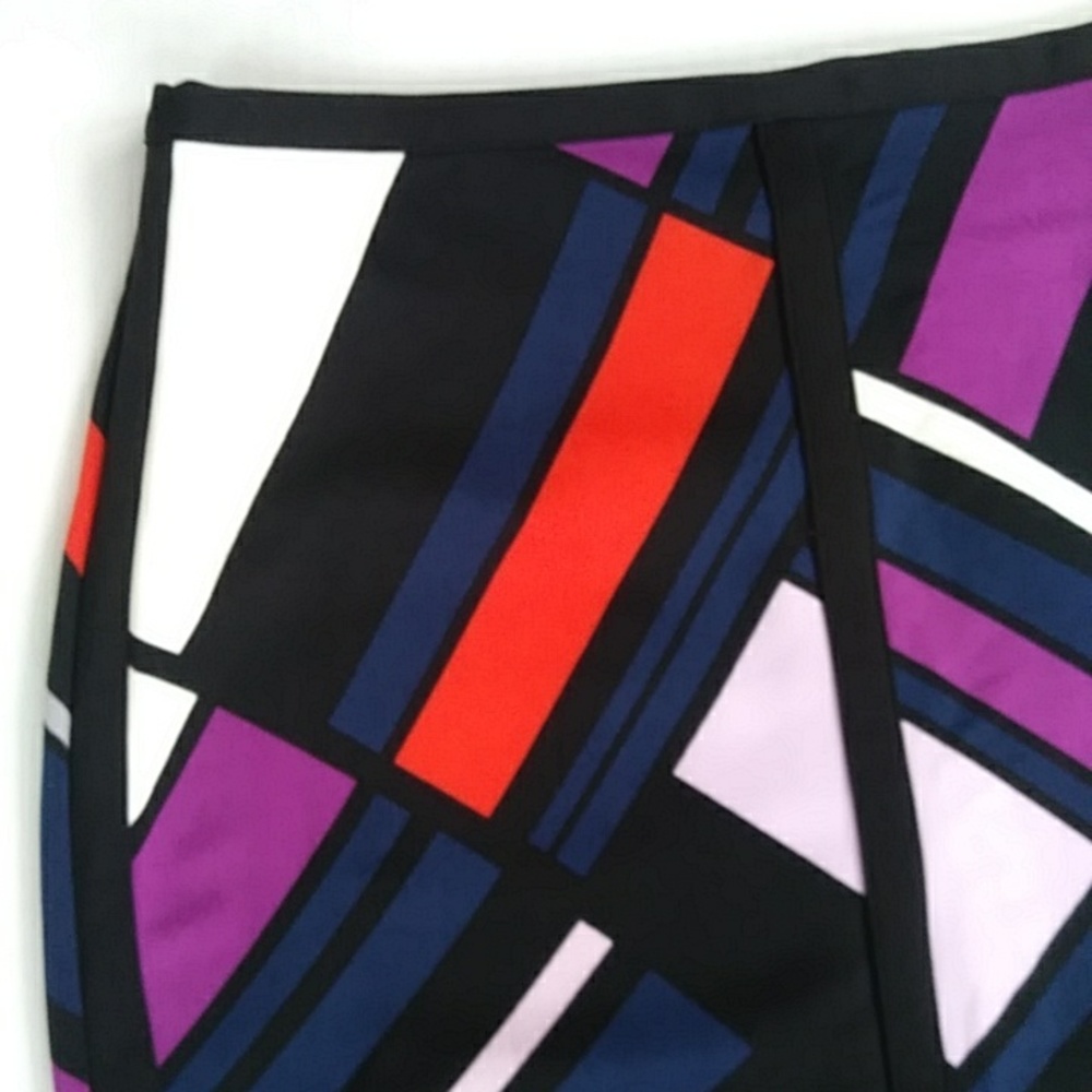 Worthington Pattern Pencil Skirt w/Front Slit 6 Black Blue - Picture 4 of 15
